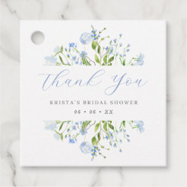 Lichtblauwe bloemige bruidsbruiloft bedankt bedankjes labels