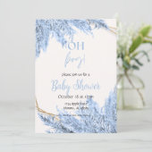 Lichtblauwe Boho Baby Shower Uitnodiging (Staand voorkant)
