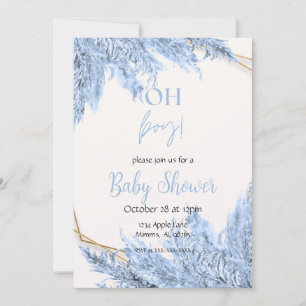 Lichtblauwe Boho Baby Shower Uitnodiging