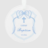 Lichtblauwe boog Crest Doop foto Ornament (achterkant)