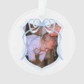 Lichtblauwe boog Crest Doop foto Ornament (voorkant)