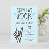 Lichtblauwe Born Two Rock 2de verjaardagsfeestje Kaart (Staand voorkant)