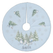 Lichtblauwe bosrijke dierenboomrok fleece kerstboom rok (Voorkant)