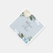 Lichtblauwe Botanische Bloemen Bruiloft Servetten (Hoek)