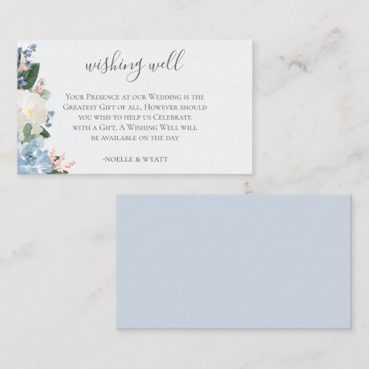 Lichtblauwe botanische bruiloft die goed wenst informatiekaartje (Voorkant / Achterkant)