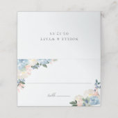 Lichtblauwe botanische bruiloft plaatskaartje (Buitenkant ongevouwen)