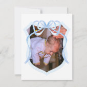 Lichtblauwe Bow Crest doop dank u kaart (Voorkant)