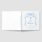 Lichtblauwe Bow Crest doop Gastenboek (Volledig)