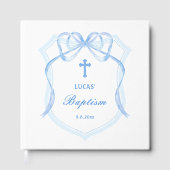 Lichtblauwe Bow Crest doop Gastenboek (Voorkant)
