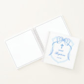 Lichtblauwe Bow Crest doop gastenboek Notitieboek (Binnen)