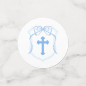 Lichtblauwe Bow Crest dooptafel Confetti (Kleine voorkant)