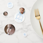 Lichtblauwe Bow Crest dooptafel Confetti (Groep)