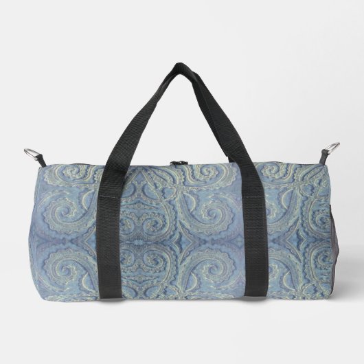 Lichtblauwe brokaat Small Duffel Bag Plunjezak (Voorkant)