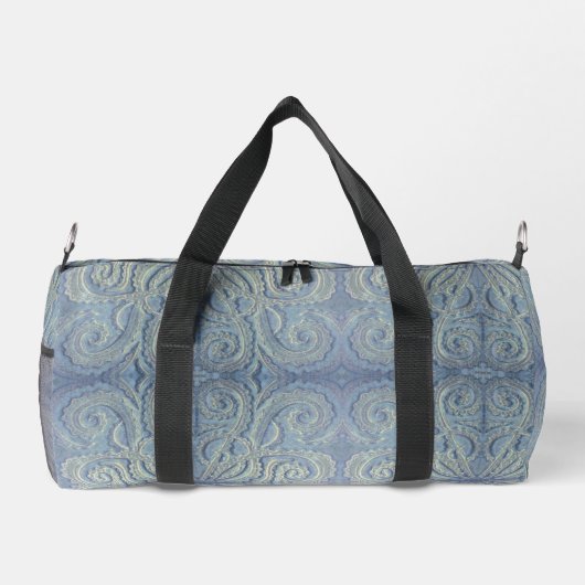 Lichtblauwe brokaat Small Duffel Bag Plunjezak (Achterkant)