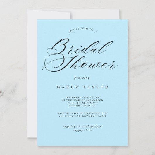 Lichtblauwe bruids douche uitnodiging (Voorkant)