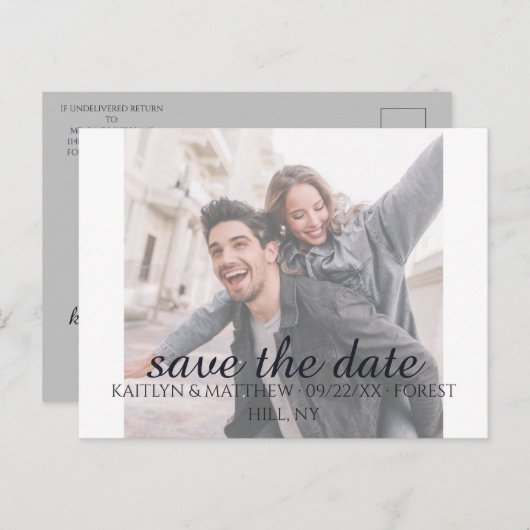 Lichtblauwe bruiloft aankondigingskaart (Voorkant / Achterkant)