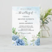 lichtblauwe bruiloft kaart (Staand voorkant)