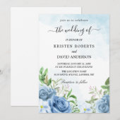 lichtblauwe bruiloft kaart (Voorkant / Achterkant)