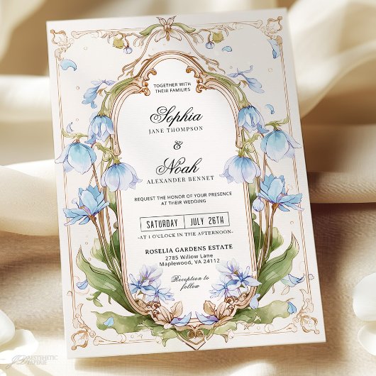 Lichtblauwe bruiloft uitnodiging