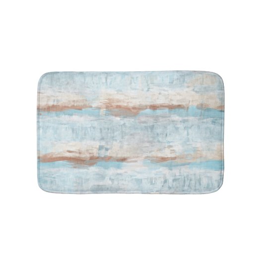 Lichtblauwe bruine witte Waterverf Stripes Badmat (Voorkant)