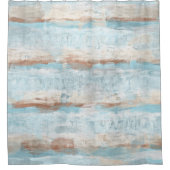 Lichtblauwe bruine witte Waterverf Stripes Douchegordijn (Voorkant)