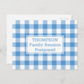 Lichtblauwe Buffalo Check uitgesteld gezinsherenig Aankondigingskaart (Voorkant / Achterkant)