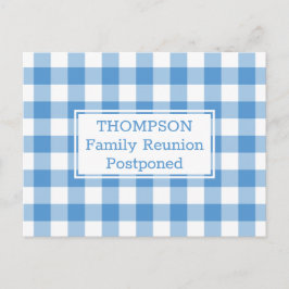 Lichtblauwe Buffalo Check uitgesteld gezinsherenig Aankondigingskaart
