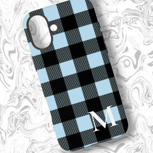 Lichtblauwe Buffalo Plaid Check iPhone 16 Plus Hoesje