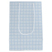 Lichtblauwe Check Cadeaubag | Modern Minimalistisc Medium Cadeauzakje (Achterkant)