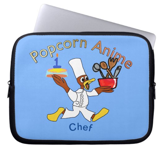 Lichtblauwe Chef Ducky Kazoo Electronics Bag Laptop Sleeve (Voorkant)