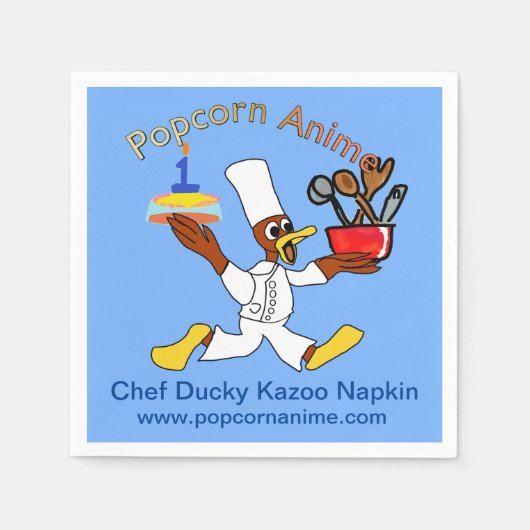 Lichtblauwe chef-kok Ducky Kazoo Grappig Party Pap Servet (Voorkant)