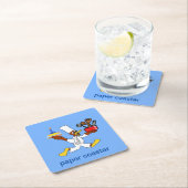 Lichtblauwe chef-kok Ducky Kazoo Paper Onderzetter (Insitu)