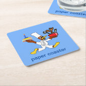 Lichtblauwe chef-kok Ducky Kazoo Paper Onderzetter (Schuin)