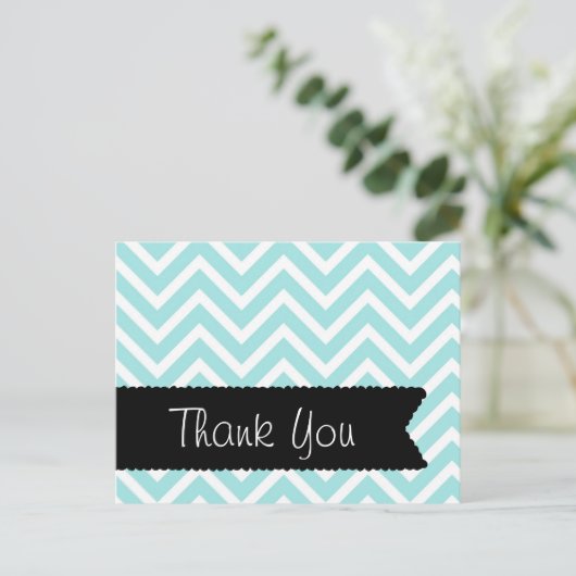 Lichtblauwe Chevron Bedankt Briefkaart (Staand voorkant)
