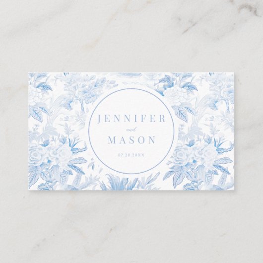 Lichtblauwe chinoiserie bruiloft Flat Place Card Plaatskaartje (Achterkant)