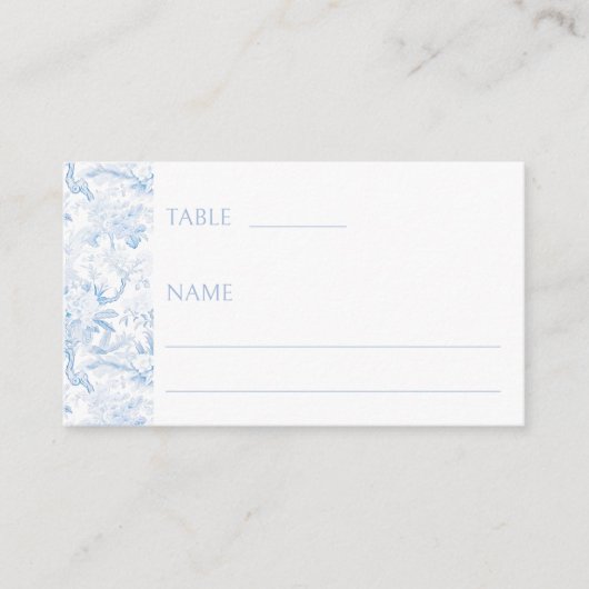 Lichtblauwe chinoiserie bruiloft Flat Place Card Plaatskaartje (Voorkant)