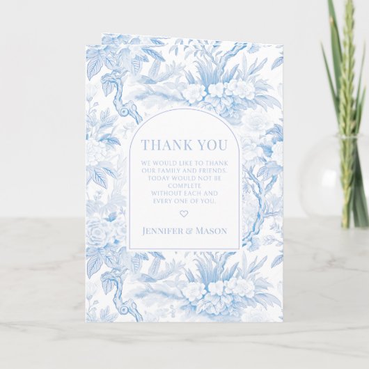 Lichtblauwe Chinoiserie Porselein Trouwen opvouwba Programma (Achterkant)