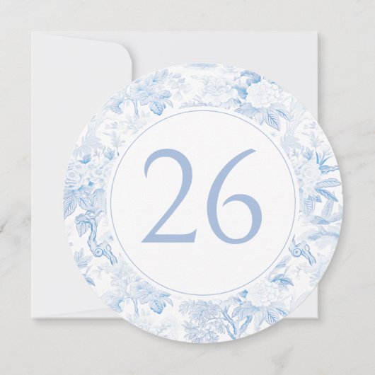 Lichtblauwe Chinoiserie Trouwcirkel Tafelnummer (Achterkant)