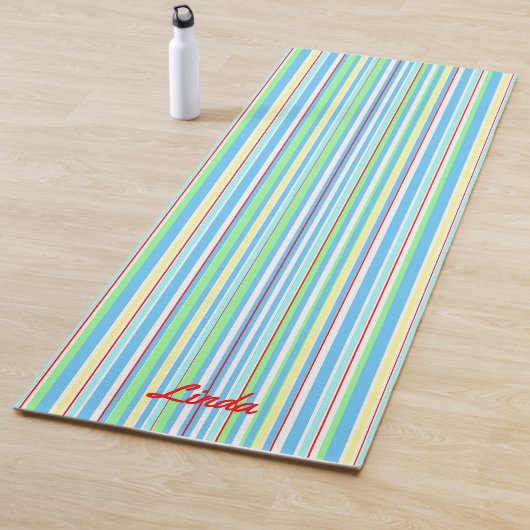 Lichtblauwe combinatiestrepen met naam yogamat (In situ)