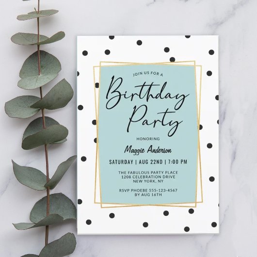 Lichtblauwe Confetti Polka Dots Birthday Party Kaart