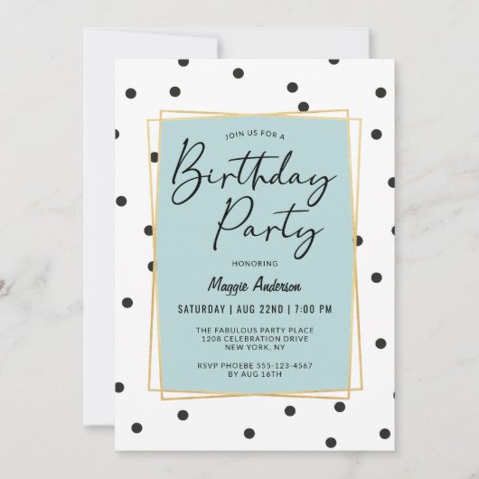 Lichtblauwe Confetti Polka Dots Birthday Party Kaart (Voorkant)