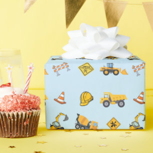 Lichtblauwe constructie verjaardag  cadeaupapier
