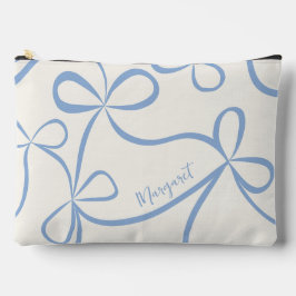 Lichtblauwe Coquette Bow Pattern Aangepaste naam Etui