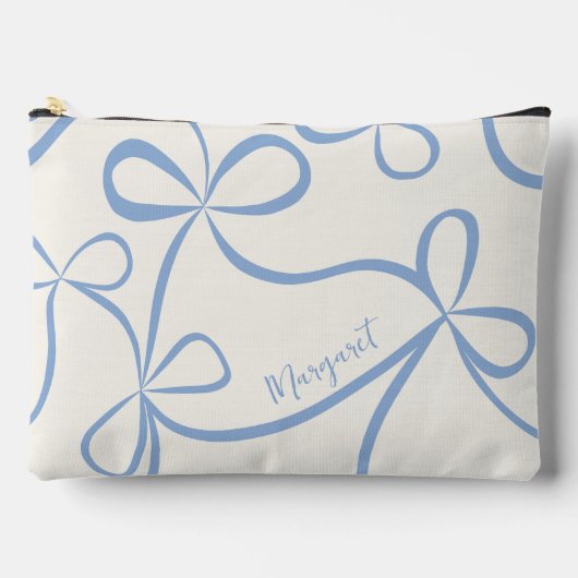 Lichtblauwe Coquette Bow Pattern Aangepaste naam Etui (Voorkant)