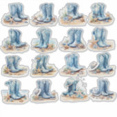 Lichtblauwe Cowgirl laarzen Sticker (Voorkant)