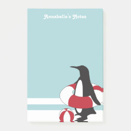 Lichtblauwe Cute Cartoon Pinguïn Zomerpret Kindere Post-it® Notes