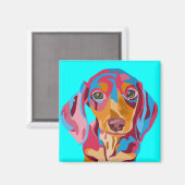 Lichtblauwe Dachshund Koelkast Magneet (Voorkant / Achterkant)
