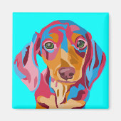 Lichtblauwe Dachshund Koelkast Magneet (Voorkant)