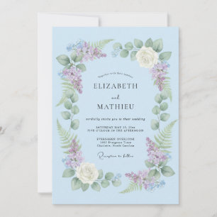Lichtblauwe Delicate Bruidsbloemen Kaart