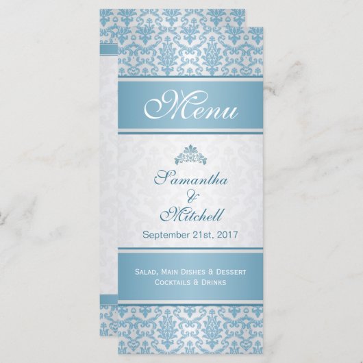 Lichtblauwe demask op Silver Menu (Voorkant / Achterkant)